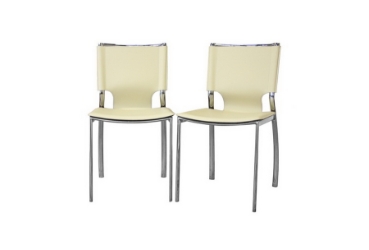 Baxton Studio Montclare Ivory Leather Modern Dining Chair (Set of 2)
